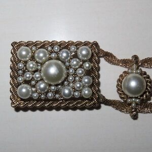 Unique Vintage Pearl and Gold Women's Belt